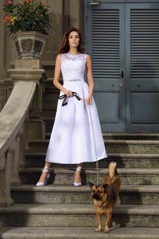 Abito da Sposa Alta Vita con Applique Senza Maniche Lungo A-Line