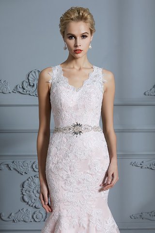 Abito da sposa a terra con piega stupendo in pizzo senza maniche convenzionale