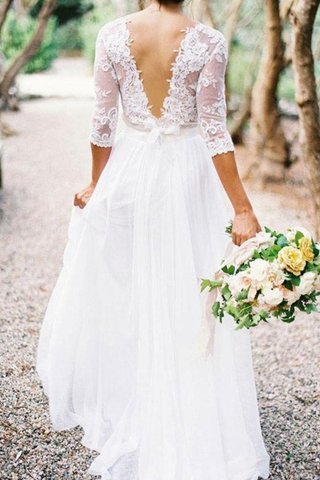 Abito da sposa più recente all aperto in chiffon schiena nuda con applique originale