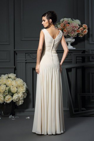 Abito Mamma Sposa Lunghi con Perline in Chiffon con Applique V-Scollo