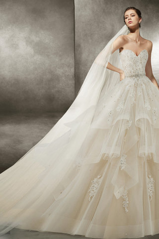 Abito da sposa radiosa senza maniche formale affascinante con increspature fancy