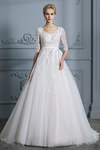 Abito da sposa medievale semplice radiosa cerniera dolce v-scollo