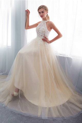 Abito da sposa in tulle con ricamo favola scintillante lunghi senza maniche