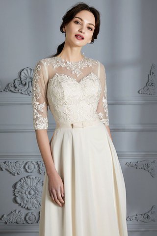 Abito da Sposa con Mezze Maniche A Terra A-Line in Chiffon Tondo