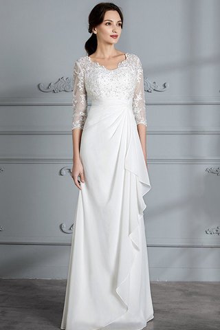 Abito da Sposa V-Scollo in Chiffon Tubino Naturale A Terra