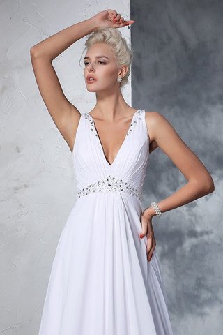 Abito da Sposa A-Line Naturale Senza Maniche in Chiffon con Perline