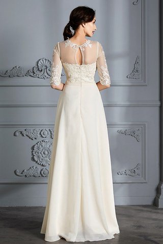 Abito da Sposa con Mezze Maniche A Terra A-Line in Chiffon Tondo