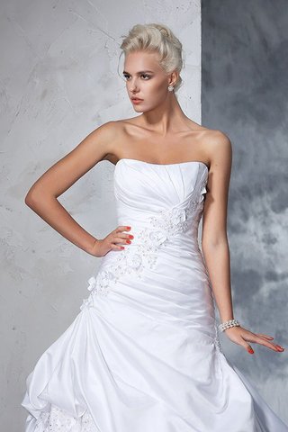 Abito da Sposa con Applique in Raso Senza Strap Ball Gown Naturale