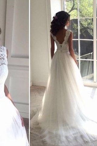 Abito da sposa lunghi naturale senza maniche scollegato all aperto con perline