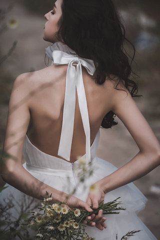 Abito da sposa favoloso meravigliosa sensuale senza maniche con fiocco naturale