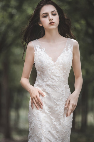 Abito da sposa cerniera sbalorditivo seducente naturale particolare in pizzo