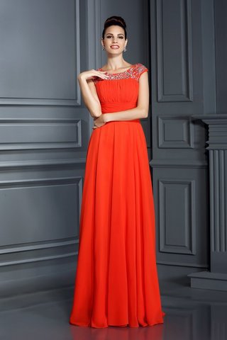 Abito da Sera A-Line Alta Vita in Chiffon Lunghi Senza Maniche