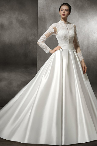 Abito da sposa stravagante con maniche lunghe principessa cerniera moda a terra