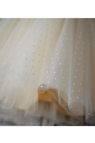 Abito da Cerimonia Bambini Principessa Tondo Naturale in Tulle con Fiore