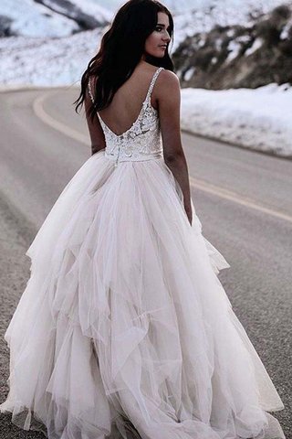 Abito da sposa a riva v-scollo in tulle con increspato a terra modo