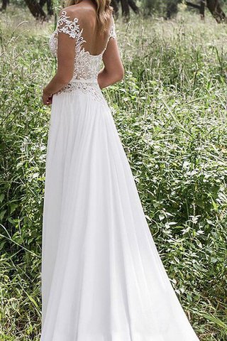 Abito da Sposa in Chiffon in Pizzo Naturale A Terra A-Line