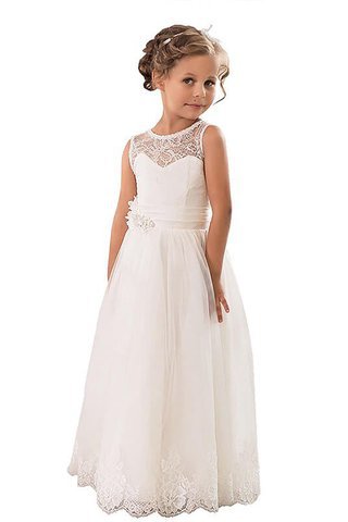 Abito da Cerimonia Bambini Tondo in Tulle con Fiore Senza Maniche Principessa