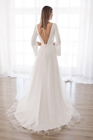 Abito da sposa lungo spazzola treno originale in raso naturale meravigliosa