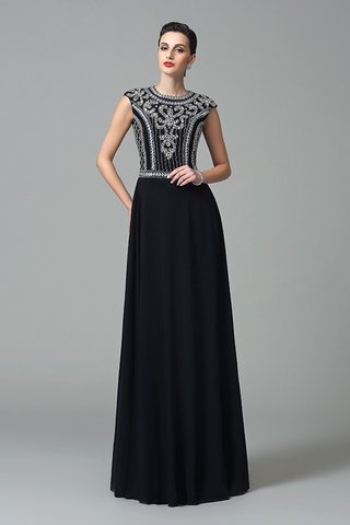 Abito da Ballo Cerniera Naturale in Chiffon con Perline con Manica Corte