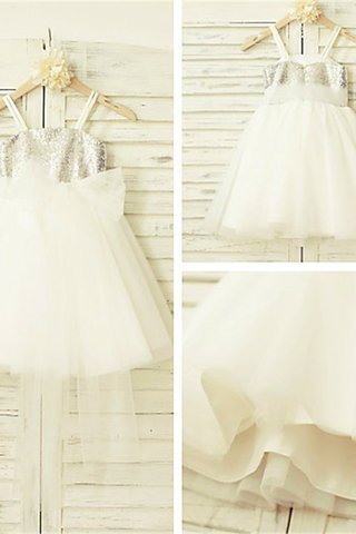 Abito da Cerimonia Bambini in Tulle con Paillette in Paillette con Fiore Principessa