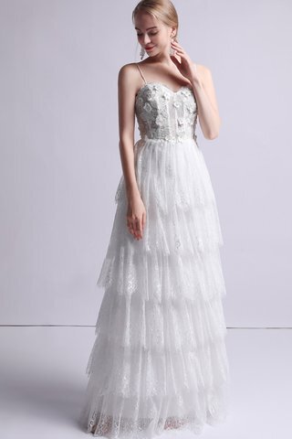 Abito da sposa eccitante in pizzo elegante conotta favola senza maniche