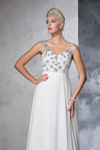 Abito da Sposa con Perline Principessa Spazzola Treno Senza Maniche in Chiffon