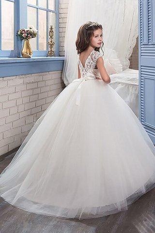 Abito da Cerimonia Bambini Senza Maniche Tondo Naturale Ball Gown A Terra