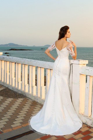 Abito da Sposa Cuore Lunghi a Riva Alta Vita in Raso