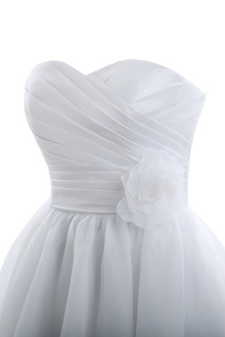 Abito da Sposa Pudica con Fiore Rosette Ornamento Convenzionale Retro