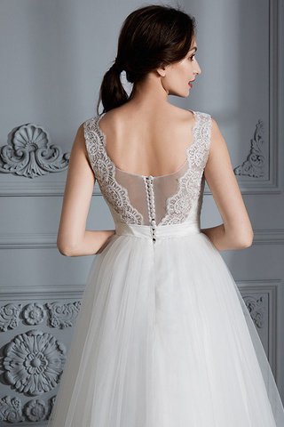 Abito da Sposa A-Line Naturale V-Scollo Senza Maniche Spazzola Treno