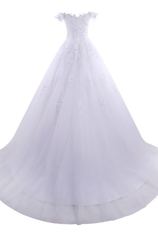 Abito da Sposa Stravagante con Cristino A-Line con Perline in Tulle