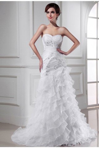 Abito da Sposa Sirena in Organza Cuore Senza Maniche con Applique