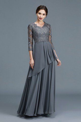 Abito Mamma Sposa A-Line Naturale in Chiffon V-Scollo Principessa