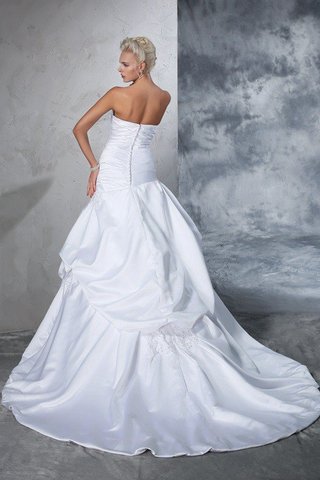 Abito da Sposa con Applique in Raso Senza Strap Ball Gown Naturale