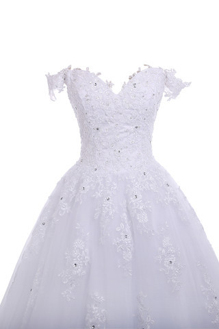 Abito da Sposa Stravagante con Cristino A-Line con Perline in Tulle