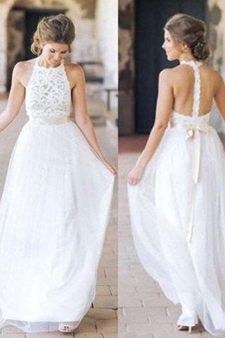 Abito da sposa a-line più recente senza maniche all aperto seducente schiena nuda