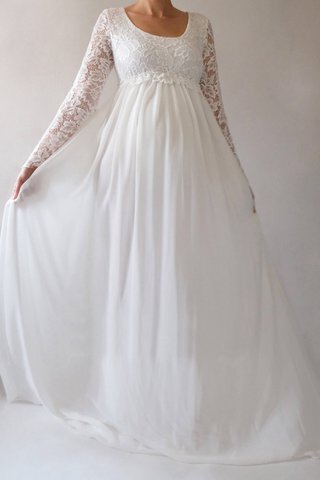 Abito da sposa in pizzo a sala con maniche lunghe incantevole in chiffon alta vita