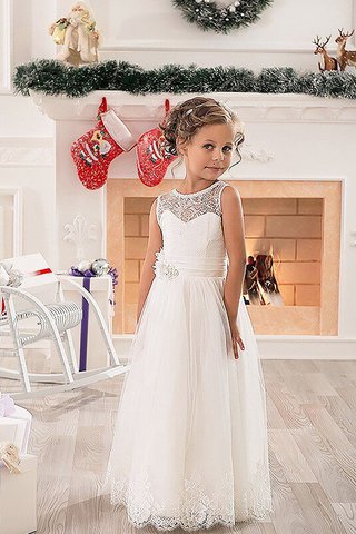 Abito da Cerimonia Bambini Tondo in Tulle con Fiore Senza Maniche Principessa