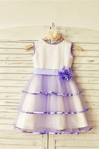 Abito da Cerimonia Bambini in Tulle A-Line Naturale con Fiore Principessa