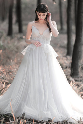 Abito da sposa in pizzo romantico in pizzo pomposo a-line bellissima