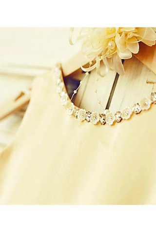 Abito da Cerimonia Bambini in Tulle Tondo A-Line Farfalla Ornamento Sotto Ginocchio