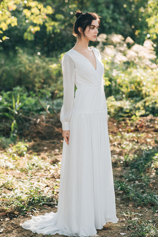 Abito da sposa elegante retro naturale a terra in stain elastico allettante