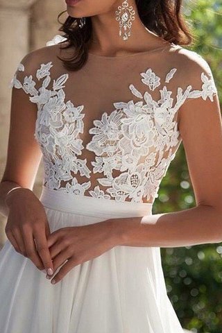 Abito da Sposa Principessa in Chiffon A-Line con Manica Corte A Terra