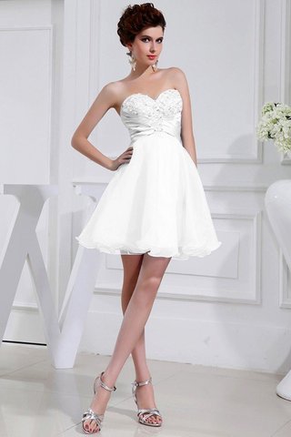 Abito da Damigella Naturale in Raso Satin Elastico con Applique in Organza A-Line