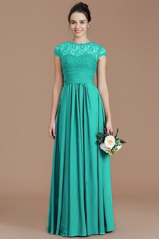 Abito da Damigella in Pizzo Naturale Principessa con Manica Corte in Chiffon