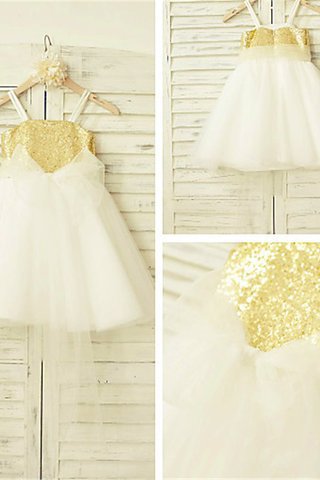 Abito da Cerimonia Bambini in Tulle con Paillette in Paillette con Fiore Principessa