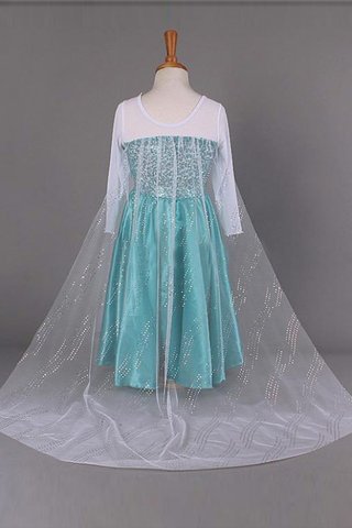 Abito da Cerimonia Bambini A-Line con Fiore con Maniche Lunghe Lunghi A Terra