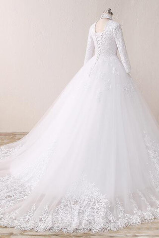 Abito da sposa formale e informale lupetto in raso distintivo in pizzo in tulle