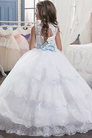 Abito da Cerimonia Bambini con Fiore Tondo in Tulle Naturale Ball Gown