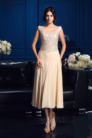 Abito Mamma Sposa in Chiffon Quadrato Cerniera Al Ginocchio con Applique